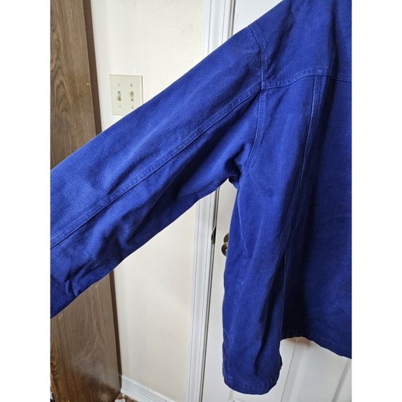 Code Zero Abstract Vtg Button Front LS Shirt Mens Large Blue Thick Button Jacket - Picture 7 of 10